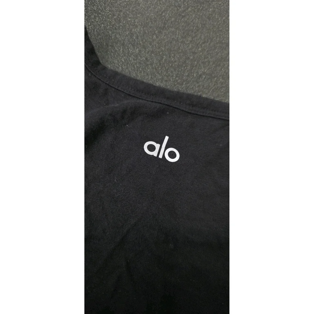 Alo Yoga Black Cover Crop Tank S Twist Knot Front Active Pilates Sleeveless